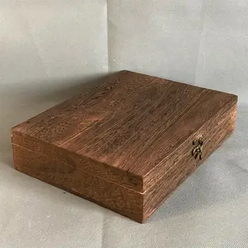 1 Ks Drevené Retro Úložný Box Treasure Box Antik Skladovanie Prípade Jednoduché Skladovanie Nádoba Protiprachová So Zámkom