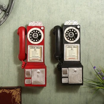 1 Ks Vintage Rotačné Starožitné Nástenné Telefón Telefón Živice Remeselné Model Sochy Domáce Dekorácie, Darčeky Moderný Dekor