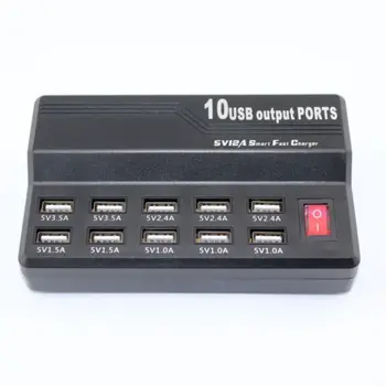 10 Port Rýchle Nabíjanie pomocou pripojenia USB Stanica Napájací Adaptér Stenu Cestovné Desktop Nabíjačka Hub