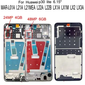 100% Nová Pre Huawei P30 Lite Nova 4E MAR-L01A L21A L21MEA L22A L22B LX1A LX1M LX2 LX3A Predný Stredný LCD Displej Bývanie Rám