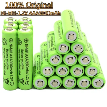 100% originálne AAA hydridu niklu nabíjateĺnou batériou. 3A 3000mAh 1.2 V nabíjateľné batérie AAA 1000 cyklu batérie