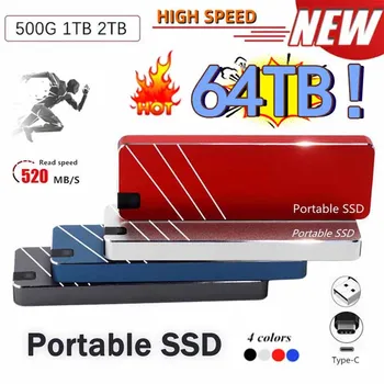 100% Originálne Prenosné SSD High Speed 500GB 4TB 8TB 16TB 64TB Externé ssd (Solid State Drive USB3.1 Typ-C Pevný Disk pre Notebooky