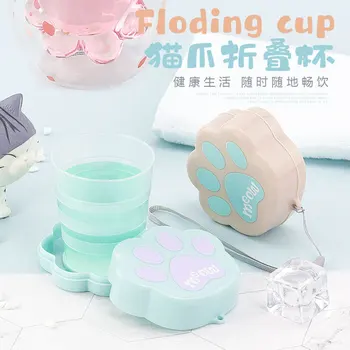120ml mini cat ' s paw skladací pohár pitnej vody pohár teleskopická pohára cestovných pohár kompresie pohár kawaii pohár drinkware