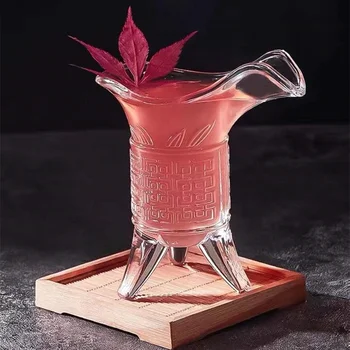 120ml Transparentné Statív Pohár Vintage Čínsky Štýl, poháre na víno Starožitné Koktailového pohára Cisára Brandy Vonnú Retro Okuliare Shot