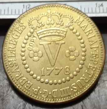 1778 Brazília 5 Reis-maria I & pedro III medi kópiu mince