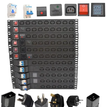 19 palcov PDU SPD ammeter ochrana proti preťaženiu vzduchu prepínanie skrat switch module power strip IEC 320 C13 výstup