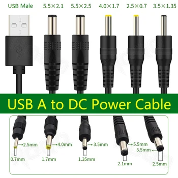 1m 2m USB DC 3.0X1.1mm 2.0*0.6 mm 2,5*0.7 mm 3.5*1.35 mm 4.0*1.7 mm 5.5*2.1 mm 2,5 mm 5V 2A DC Barel Konektor Napájacieho Kábla Konektor