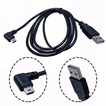 1PC USB 2.0 Samec Konektor na Mini 5 Pin Vľavo Uhle 90 Stupňov, Zapojte Dátový Kábel, Kábel 1,5 M/5 FT 3 M/10 FT Black