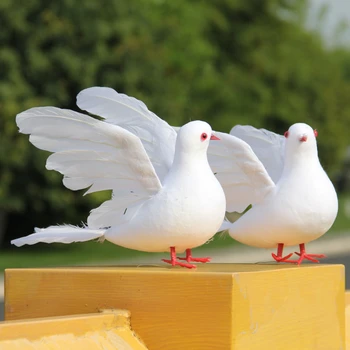 1pcs Umelé Biele Holuby Simulácia Pena Perie Vtákov Šíriť Krídla Holubice Remesiel pre Svadobné Domov Záhradné Dekorácie
