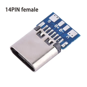 1pcs USB 3.1 Typu C Konektor 14 Pin Female Zásuvka nádoby Cez Diery PCB 180 Vertikálne Štít USB-C1