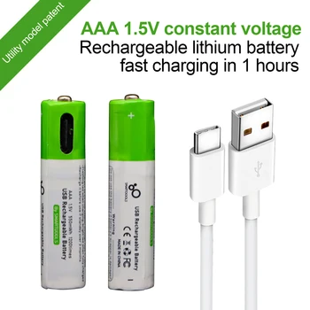 2 KS 1,5 V AAA Dobíjacie li-ion Batérie, USB Nabíjateľné Professional Lithium Batéria S 1PC Typ-C, USB Nabíjací Kábel