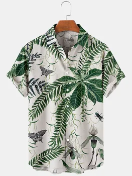 2021 Lete Havajské Vytlačené Tričko Mužov a Žien Palmového Lístia Prvok Pláži Tričko Mužov a Žien Bežné Pohode Priedušná T-Shirt Top