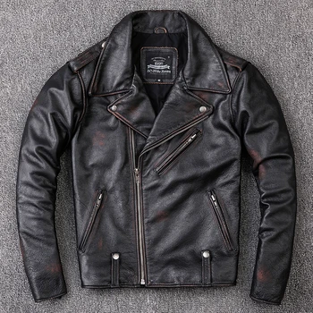 2021 Vintage Originálne kožené Bundy pánske Motocykla & Biker Cowhide Bundy Módne Kože Kabát pánske Tenké Oblečenie Plus Veľkosť
