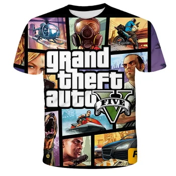 2022 3D Tlač Grand Theft Auto Hry Gta 4/5 Tlačených tričká Krátky Rukáv Tričko detské Oblečenie Najvyššej T-shirt GTA5 Deti