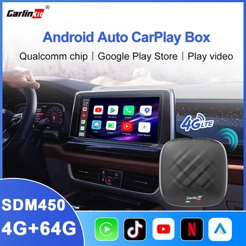 2022 CarlinKit Mini Apple CarPlay Ai Box Bezdrôtový Android Auto Dongle Qualcomm SDM450 4G+64 G Netflix YouTube 4G LTE GPS 128G Nové