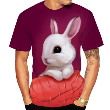 2022 v Lete Chlapci A Dievčatá 3D Rabbit Tlačiť T-shirt Roztomilé A Zábavné Okrúhlym Výstrihom, Krátke rukávy Ležérny Top