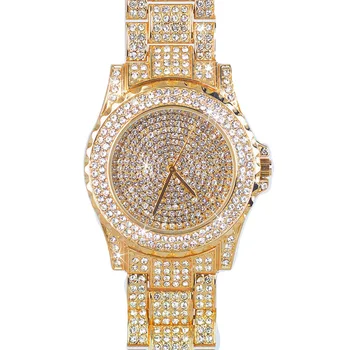 2022 Značky Luxusné Žena Sledujte Ocele Diamond Nastaviť Ms Ruky Hodiny Hviezd Plný Kryštály Rose Gold Quartz dámske Náramkové hodinky