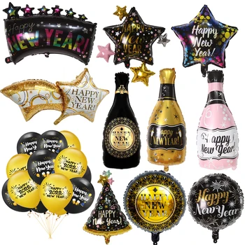2022 Šťastný Nový Rok Party Balónová Výzdoba Fľaša Vína Klobúk Banner Balóny Nový Rok Doma Udalosť Strana Navrhne KidsGifts Globos