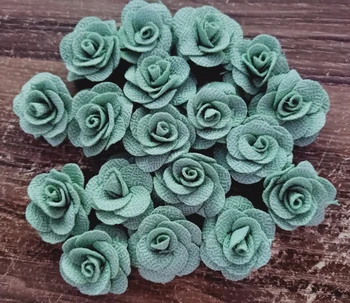 20Pieces/Taška Mint Zelenej Ruže, Kvety Ručne 3,5 CM Textílie Ruže Bavlnenej látky Kvet Strane DIY Svadobné Kytice Vlasy Príslušenstvo