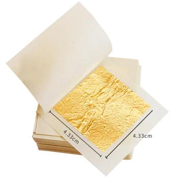 24K Gold Leaf Reálne Zlatej Fólie 10pcs 4.33x4.33 cm pre Umelecké Remeslá Jedlé Cake Decoration Jedlé Zlato Listový Papier Gilding