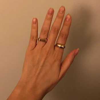 2ks Nový Trend Robustný Prstene pre Ženy, Dievčatá Minimalistický Lesklý Geometrické Kovový Zásobník Prst Krúžky Žena Strany Šperky 2021