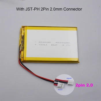 3.7 V 4000 mAh 606090 Polymer Li LiPo Batérie JST-PH 2Pin 2.0 mm Konektor Pre GPS, Bluetooth Reproduktor Power Bank Tablet PC