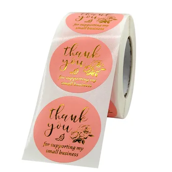 3.8 cm Ružová Samolepiace Nálepky Zlatá Farba Fólie Ďakujeme Vám Za vašu Podporu Môjho Malého Podnikania Pečiatka Darčeka Tesnenie Štítok Dekorácie