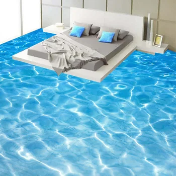 3D Tapety Moderné morskej vody Foto nástenná maľba Nálepky Kúpeľňa Spálňa PVC Nepremokavé 3D dlažieb Vinyl na Stenu Papier Abstraktných De Parede