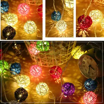3M 20 LED Ratanové Gule String Svetlá Batérie Víla Garland Bavlna Loptu Svetlo Dovolenku Vianočné Osvetlenie na Terasu Svadobná Výzdoba
