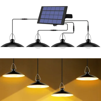 4 IN 1 Solárne LED Prívesok Svetlo Vonkajšie Nepremokavé Haly Lampy Solárne Záhradné Visí Lampa Garáž, Veranda Solárne Bezpečnostné Nástenné svietidlo