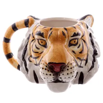 400MLCreative 3D Stereo Lev Hlavou Tigra Hlavu Keramický Hrnček Kávy Ručne maľované Zviera Šálku Kávy Zvierat Pohár Narodeniny Vianočný Darček