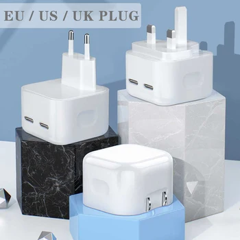 40W UK Plug Super Rýchle Nabitie EÚ a USA Plug PD Dual Port Pre Samsung Apple iPad iPhone 12 13 14 TYP-C 35W Násobne Konektor Pre Tablet