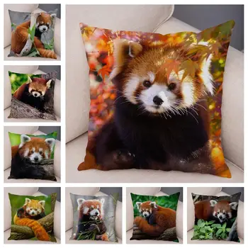 45*45 Roztomilý Voľne Žijúcich Živočíchov Obliečka Na Vankúš Červená Panda Tlač Vankúš Sofa Domov Auto Dekorácie
