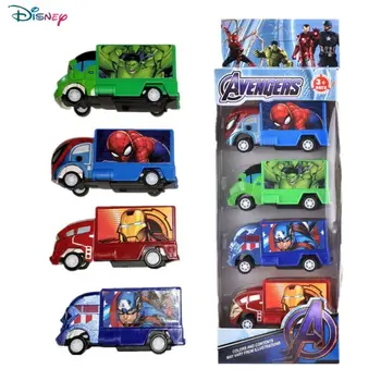 4pcs Disney Avengers Spiderman Auto Hračky, Kapitán Amerika, Hulk Ironman Figúrky Truck Cartoon Pull-back Vozidla Deti Hračka Dary