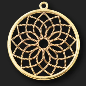 4pcs Pozlátené Kvet Života Lotus Prívesok Retro Náhrdelník Náušnice Príslušenstvo DIY zobrazili kľúčové tlačidlá Pre Ženu Šperky, Remeselnú Výrobu
