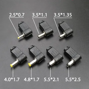 5 KS 5.5x2.5 5.5x2.1 4.8x1.7 4.0x1.7 3.5x1.35 3.5x1.1 2.5x0.7mm Muž DC Napájací Konektor Uhol 90 L Tvarované Zátky