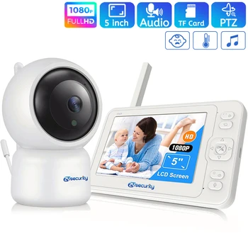5 palcový Bezdrôtový Baby Monitor s rozlíšením 1080P Nočné Videnie Audio Opatrovateľka Kamera PTZ VOX Marieli SD Karty, Prehrávanie Záznamu Tepelnej Zvuk Budíka