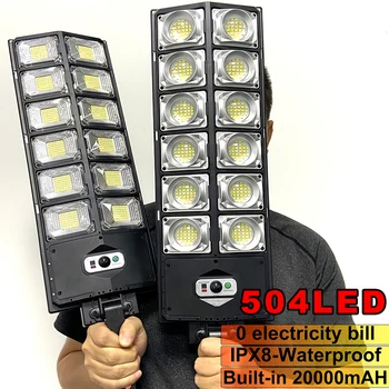 504LED Silné Vonkajšie Slnečné Svetlo 120000 Lúmenov Osvetlenie 504 LED Záhradné Svietidlo Solárny Panel Lampy Snímač Pohybu Street Light