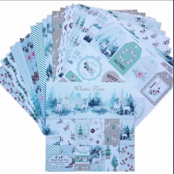 6 Palcový 24 Listy Vianočné Tému Scrapbooking Vzorovaný Papier, DIY Album Craft Papier Zimný Čas Série
