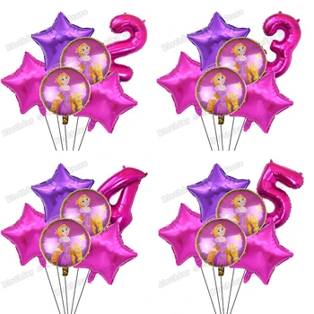 6Pcs Disney Princezná Rapunzel Fóliové Balóny Happy Birthday Party Dodávky Dekorácie Baby Sprcha Dieťa Faovr Zamotaný Ballon Globos