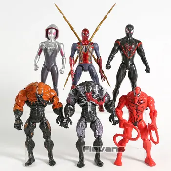 6pcs/set Spiderman Km Morales Gwen Stacy Jed Masaker Kolekcia Akčných Obrázok PVC Model Figurals