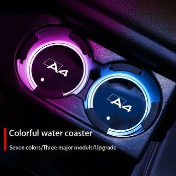 7 Farebné USB Auto Logo Led Atmosféru Svetla Pohár Svetelná Dráha Držiak Pre Audi A4 B8, B9 B7 B6 B5 Auto Príslušenstvo