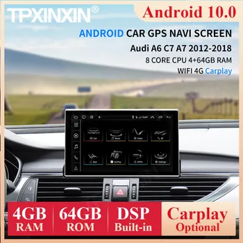 8 Core Android 10 Systém Auto Multimediálne Stereo Pre Audi A6, A7 A7 2012-2018 WIFI 4G 4+64GB Carplay IPS Dotykový Displej GPS Navi Jednotky