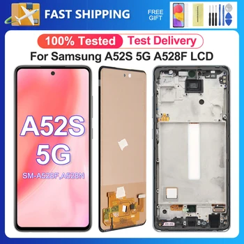 A52S LCD 100% Test Pre Samsung Galaxy A52s 5G SM-A528B A528N LCD Displej Dotykový Displej Digitalizátorom. Opravy Dielov S montážou Rámu
