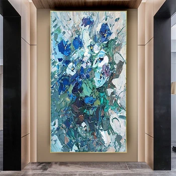Abstrakt Nôž Modrý Wall Art Obraz Modernej Ťažké Textúrou Nástenná Maľba Ručne Vyrábané Umelecké Dielo, Olejomaľba Na Plátne, Plagát Pre Home Decor