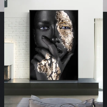 Africká Žena, Plagát, Čierna Zlatá Abstraktné Maliarske Plátno Moderné Nástenné Art Print Dekoratívny Obraz, Obývacia izba Domáce Dekorácie