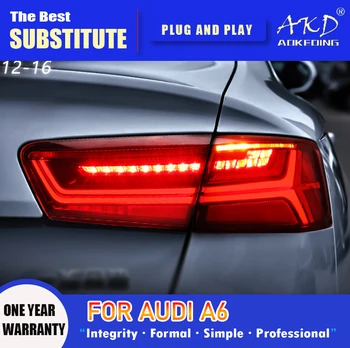 AKD koncových svetiel na Audi A6 C7 LED zadné Svetlo 2012-2016 A6L Zadné Hmlové Brzdy Otočte Signál Automobilového Príslušenstva