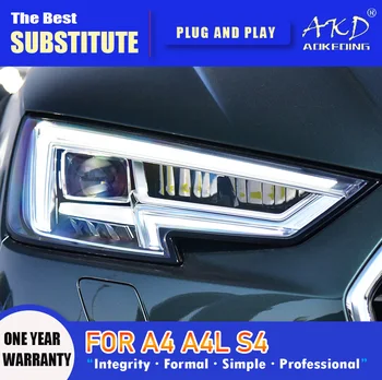 AKD Vedúci svetlo pre Audi A4 B9 LED Reflektor 2017-2021 Svetlomety A4L RS4 S4 DRL Zase Signálu Vysoká svetla Angel Eye Objektív Projektora