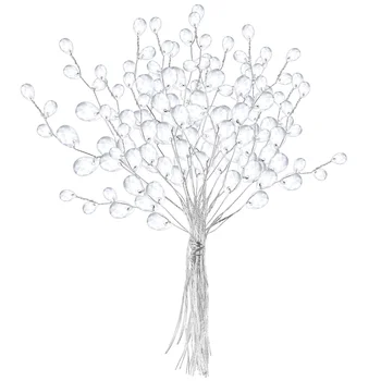 Akryl Kvet, Kvety, Konáre Umelé Perličiek Crystal White Kytice Strom, Vázy, Vianočné Kvapky Kvetinový Vyberá Drôt Stonky Remeslá