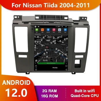 Android 12 Tesla Štýl Auta GPS Navi Pre Nissan TIIda 04-11 Auto Rádio Stereo Multimediálny MP5 Prehrávač BT Autoradio Headunit WiFi